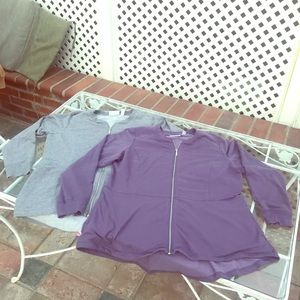 Denim & Co x 2 Purple & Gray ZIP up sweater